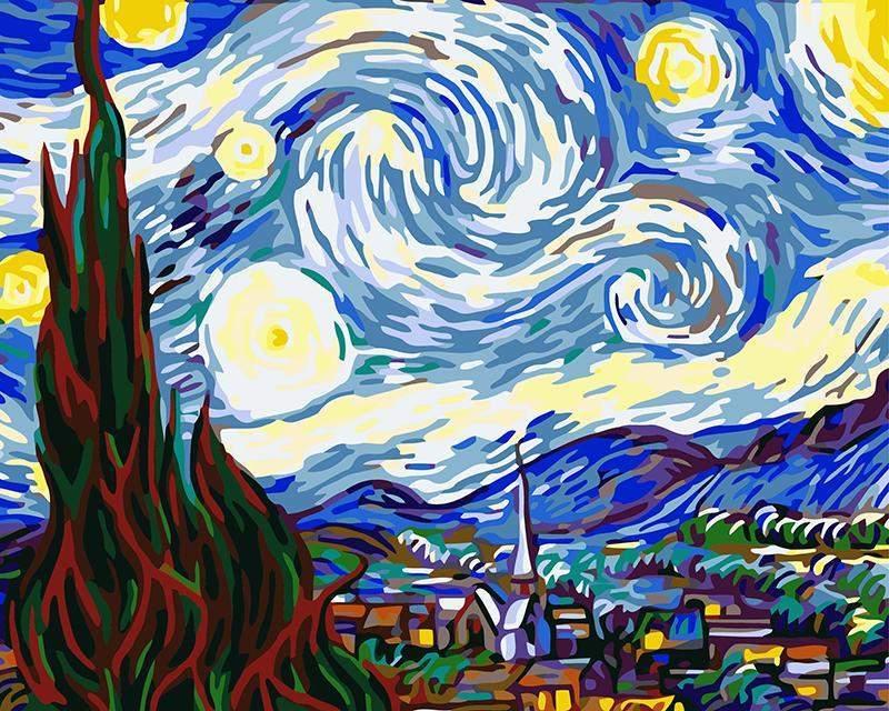 The Starry Night - Van-Go Paint-by-Number Kit-Shark Find